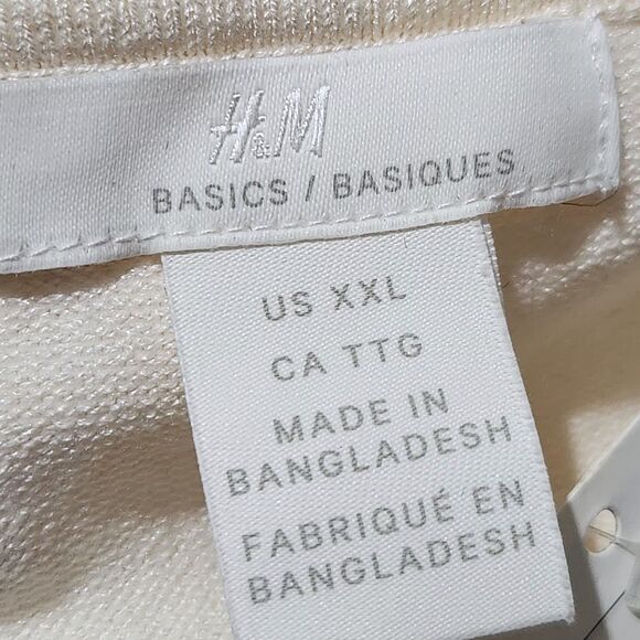 Hm Top Sweater Size XXL Ivory Red Striped - Picture 8 of 10